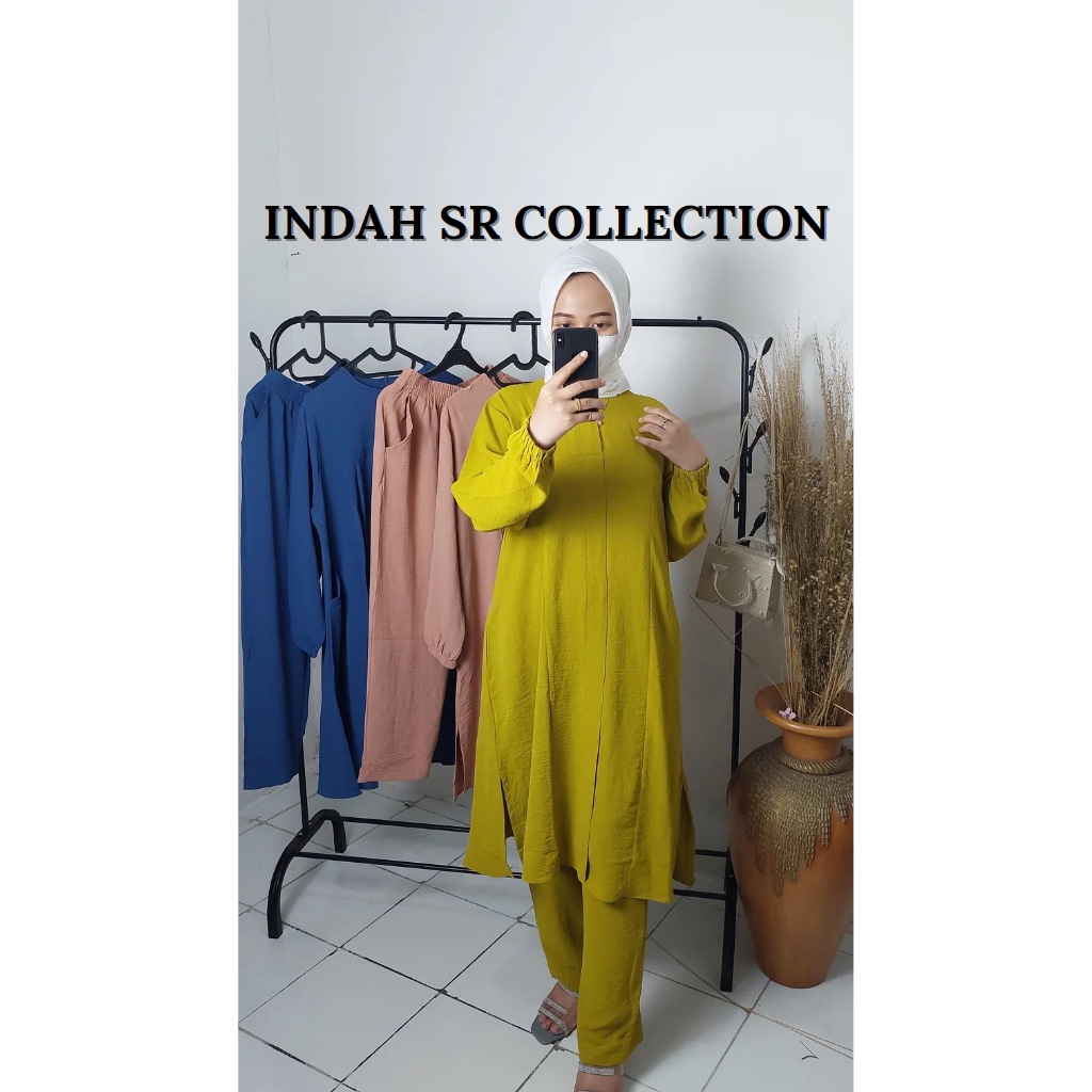 One Set Tunik Crinkle / atasan + celana / Crinkle Airflow / OOTD/OVER SIZE