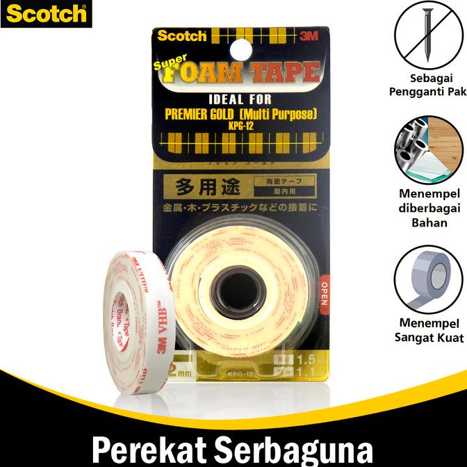 

Double Tape Super Strong Premier Gold Daya Rekat 3M Scotch KPG-12
