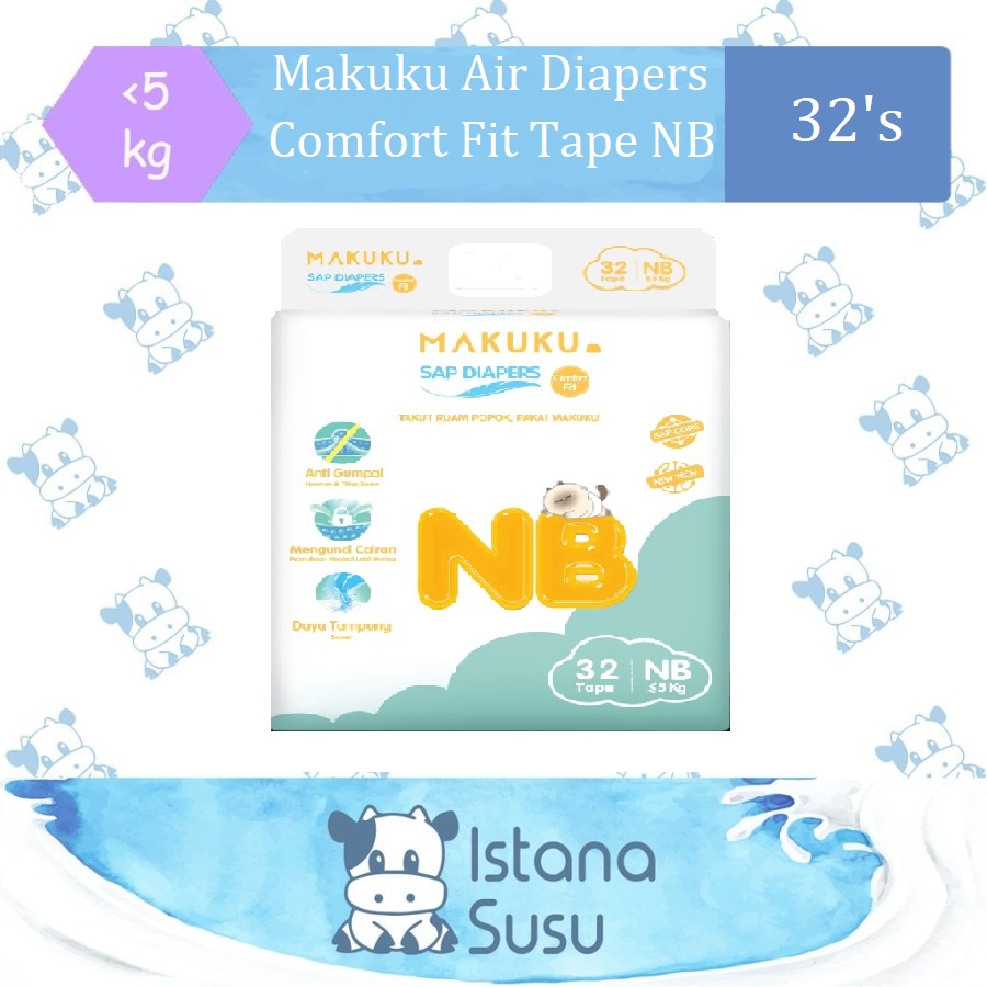 Makuku Air Diapers Comfort Fit Tape/Perekat NB 32