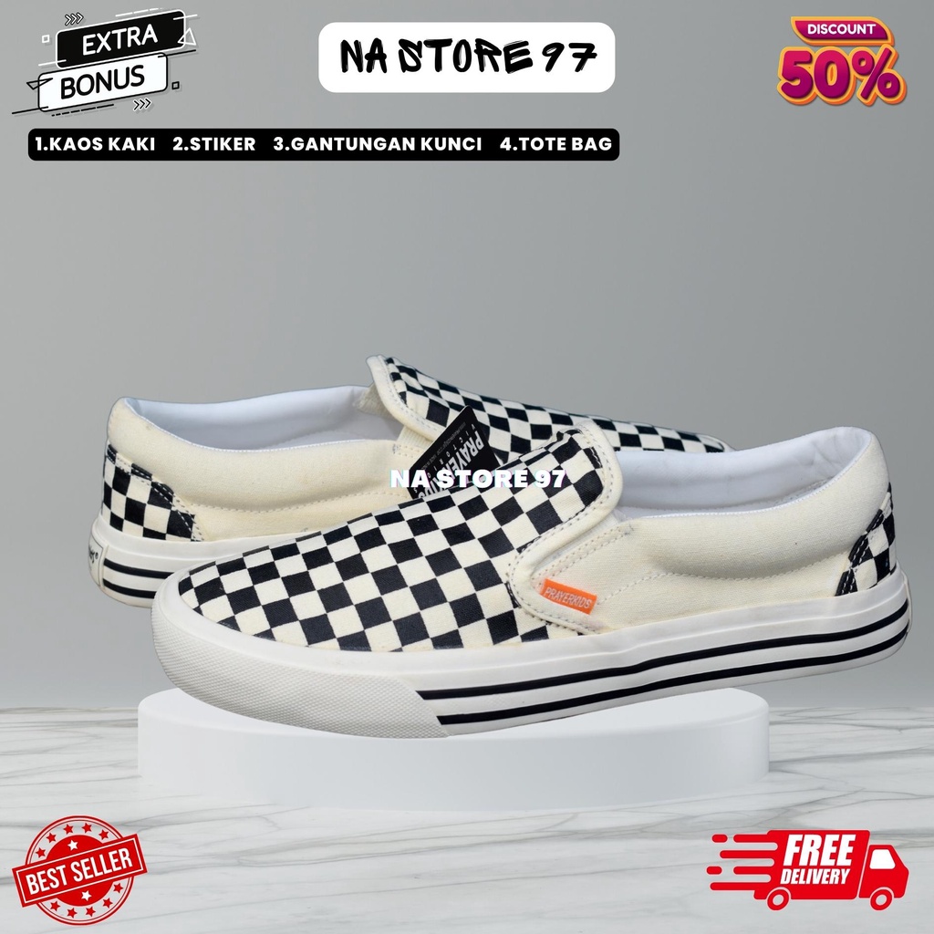 Sepatu PRAYERKIDS  Vans Slip On Mono OG Checkerboard Black White PREMIUM BNIB