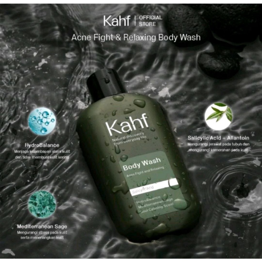 KAHF BODY WASH ACNE FIGHT&amp;RELAX 200ML / SABUN MANDI PRIA - SABUN CAIR