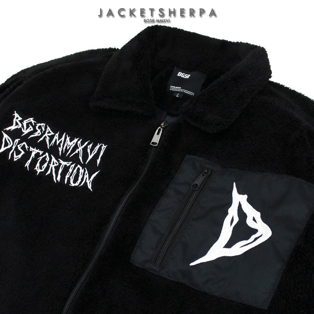 Jaket Pria Sherpa Musim Dingin BGSR Disturtion Hitam