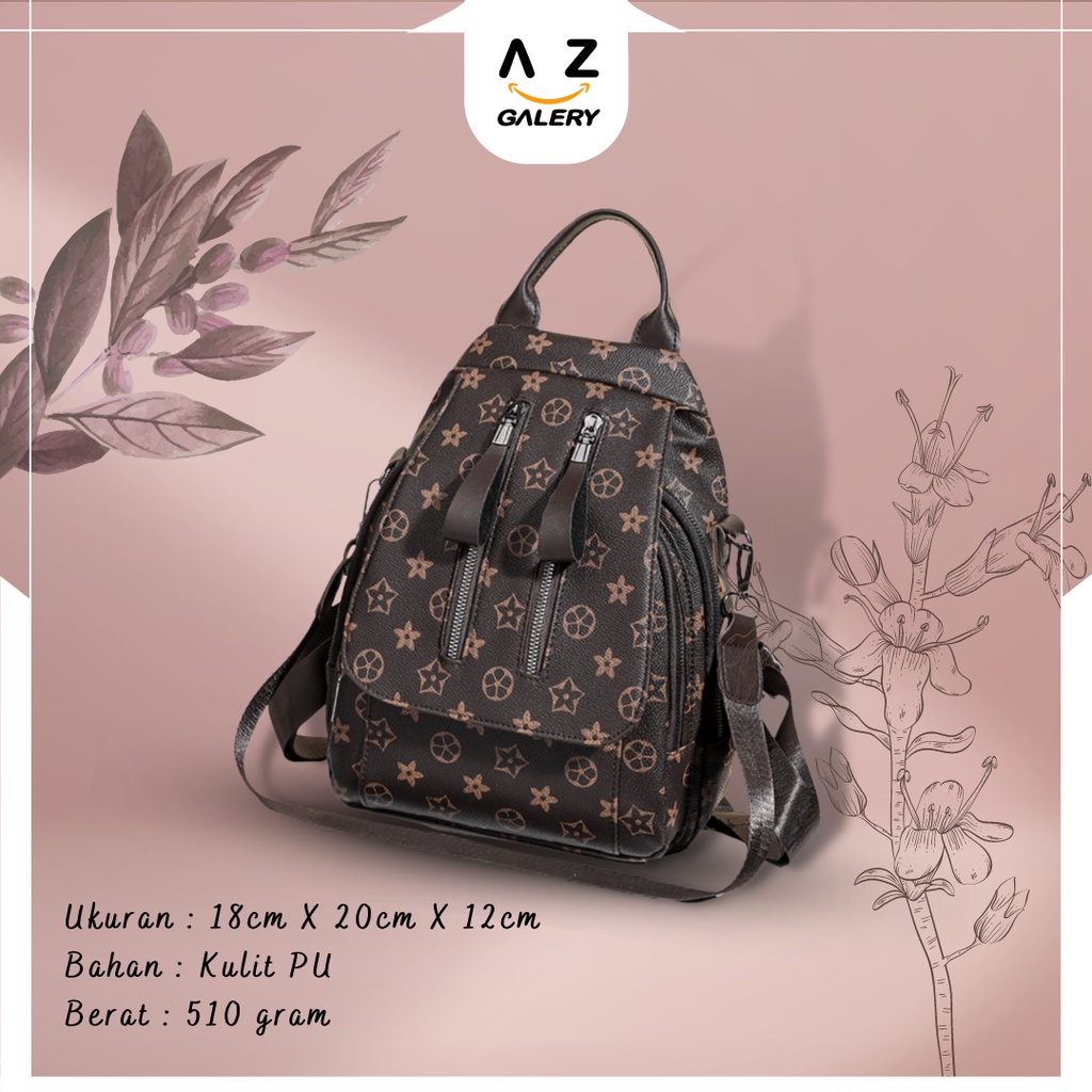 Tas Ransel Wanita kulit  PU Murah Import Kekinian Backpack Wanita Korea Style Original Terbaru Kuliah Sekolah Azgalery T262