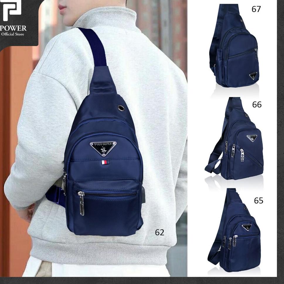READY Tas Selempang Pria Sling bag Import POLO SUPER  Tas Slempang Dada USB Poble Tas Polo Orinal