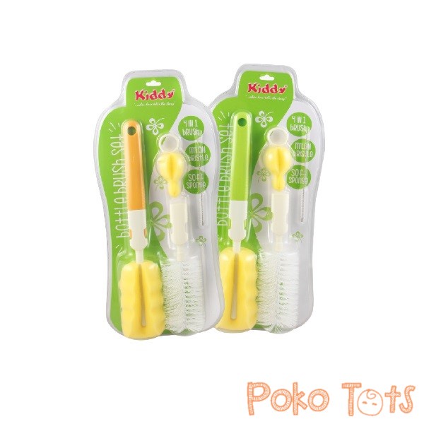 Kiddy Bottle Brush Set 4in1 Sikat Sponge Botol dan Dot Bayi Isi 4pcs Naoki WHS