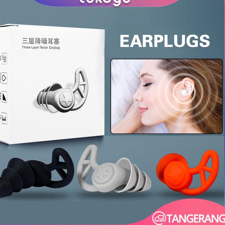✥ 3 Layers Earplugs Tidur Peredam Suara Nyaman/Silicone Earplugs Noise Reduction Sleeping Earplugs ✲