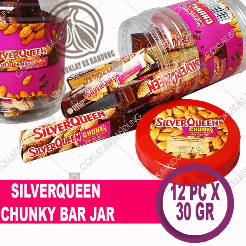 

✰ SilverQueen Chunky Bar Toples Isi 12 pcs X 30 gr Coklat - Cokelat SIlver Queen ChunkyBar Jar 30 gram X 12 Batang Milk Chocolate Cashew Almond BOX ✿