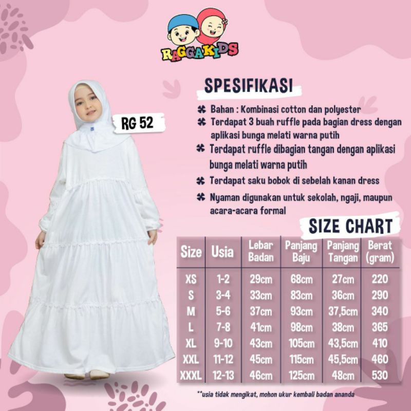 READY SARIMBIT PUTIH RAGGA KIDS / BAJU GAMIS PUTIH IBU ANAK / KOKO PUTIH AYAH ANAK / LEBARAN 2023