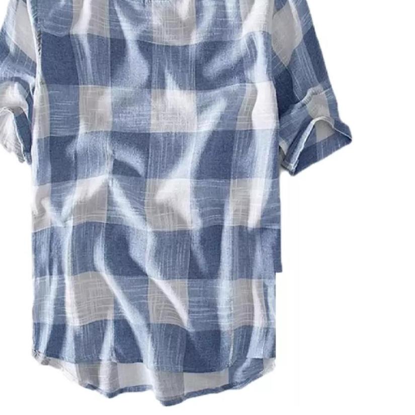 ۩ BLUSH KOKO KOTAK-KOTAK KERAH BULAT LENGAN PENDEK PRIA KAOS KOKO KATUN ATASAN OVER SIZE PRIA ✾