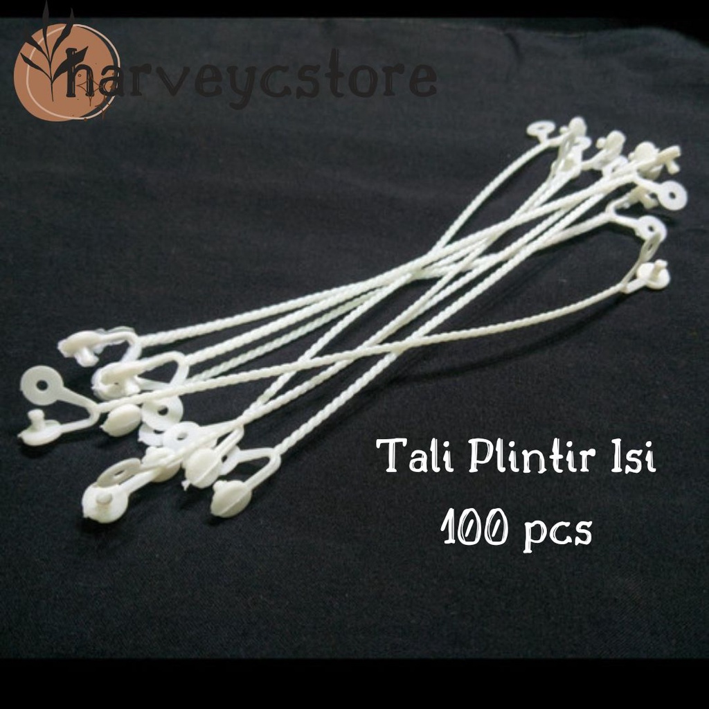 

(cod) TALI PLINTIR UNTUK TAS JINJING PEGANGAN PLASTIK POUCH WARNA PUTIH 100 PCS / TALI PELINTIR JEPIT SNACK SOUVENIR SANDAL SERBAGUNA