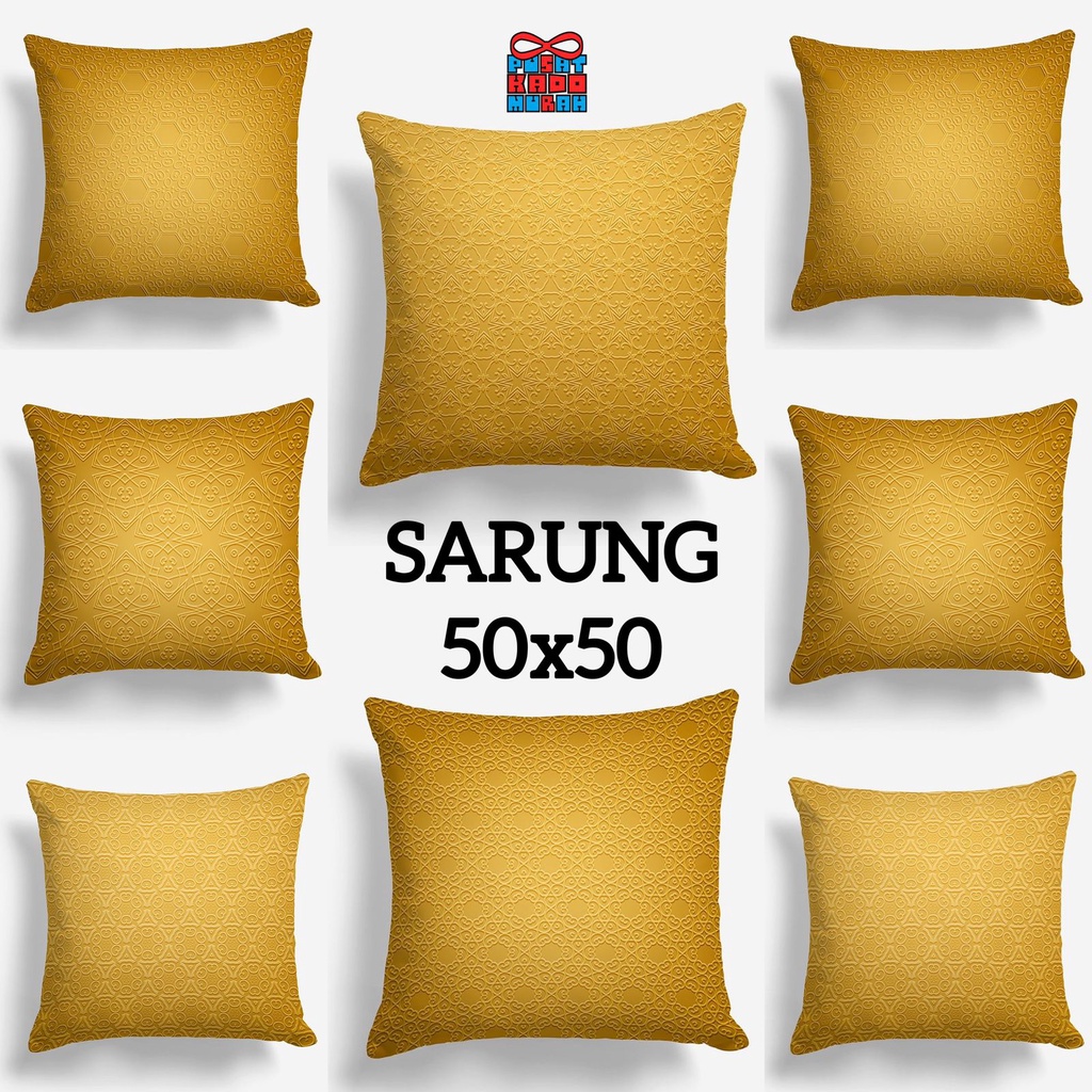 COVER SARUNG Bantal Sofa Print Motif Gold Turkish  Emas Ramadhan Aesthetic Estetik 50x50 cm - Pusat Kado Murah