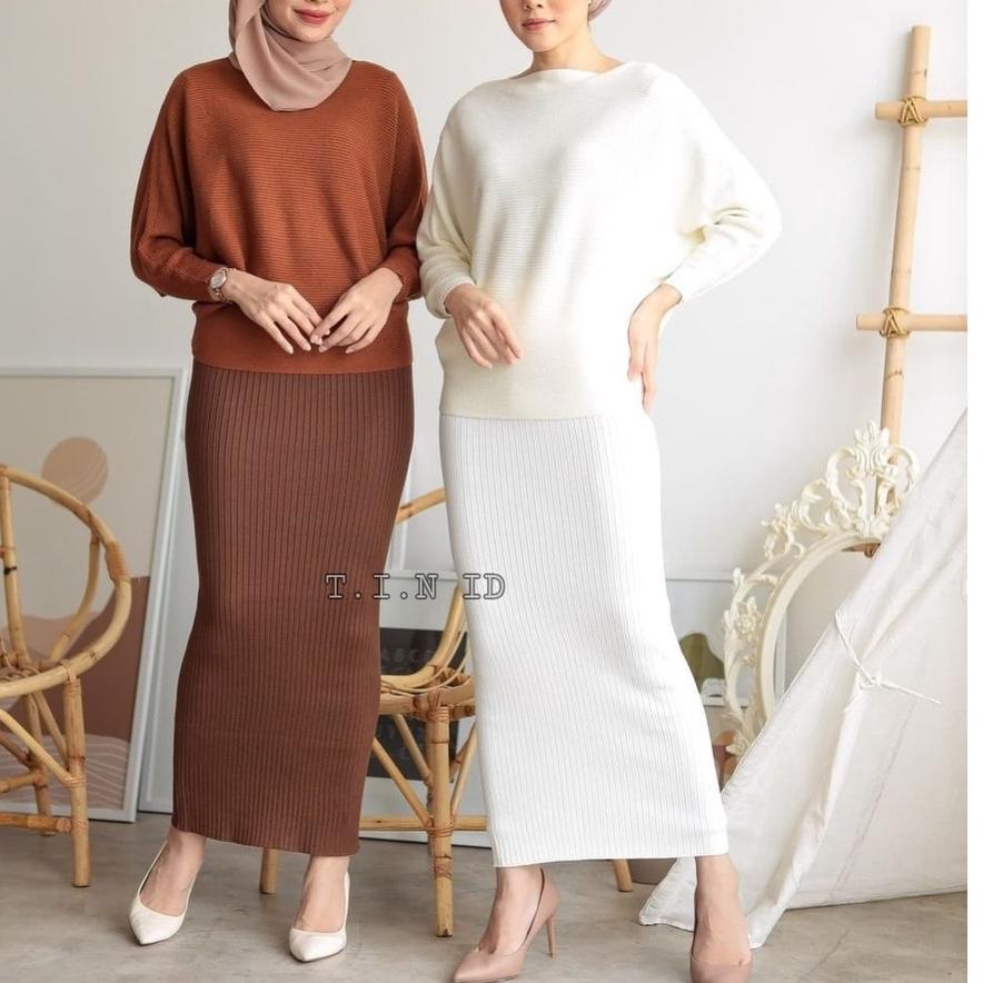 ➨ Rok rajut span premium Import Long pensil rib knit skirt ▲