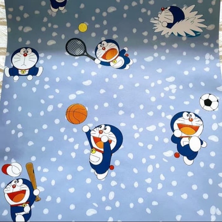 Wallpaper Wallstiker Dinding PVC Anti Air Motif Doraemon 145