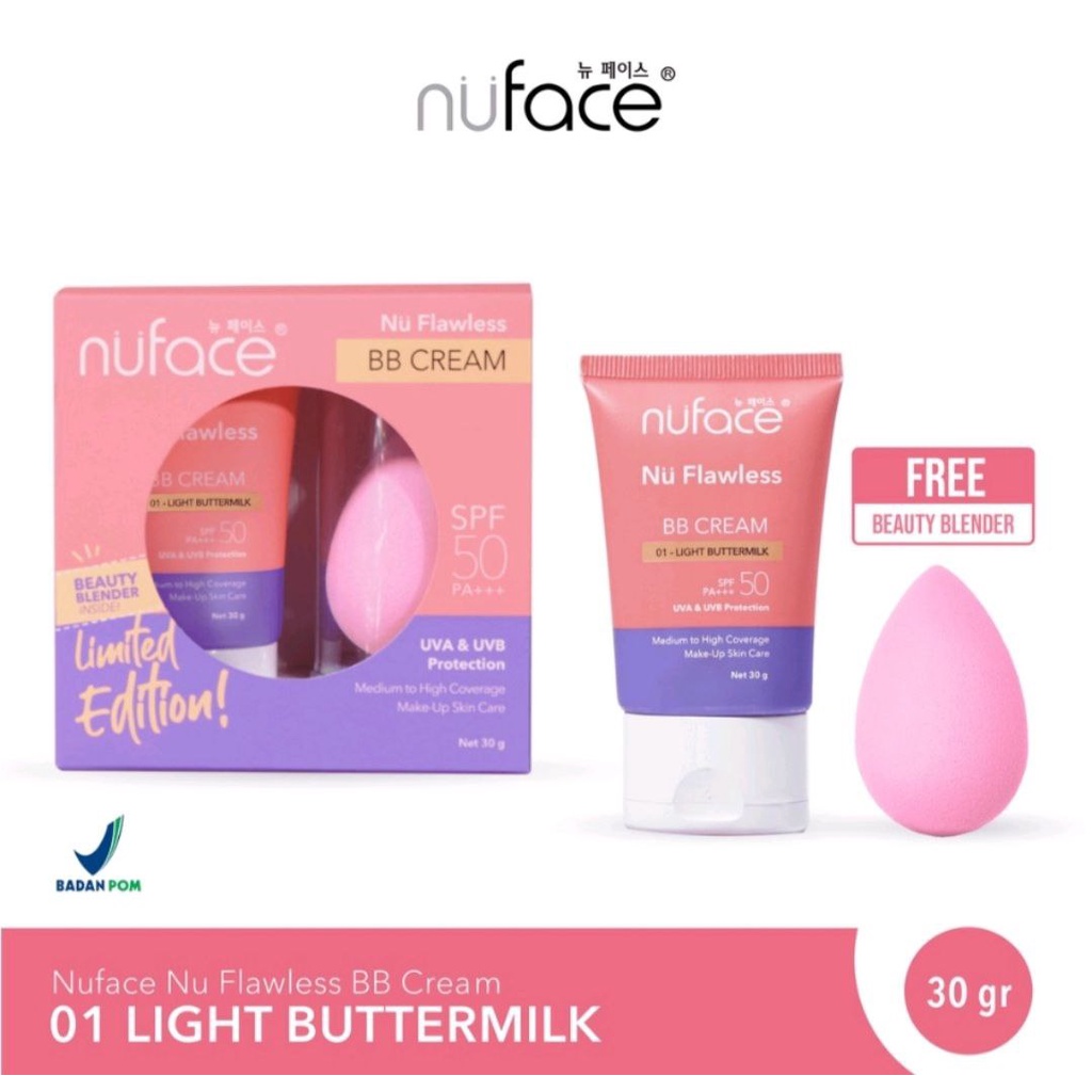 NUFACE BB CREAM PAKET NUFACE NU FLAWLESS BB CREAM 30 GRAM