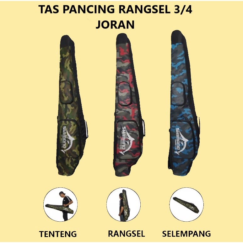 Tas pancing empang 75cm 100cm 120CM BONUS SPON KAIL double kantong model selempang muat 2 sampai 3 j