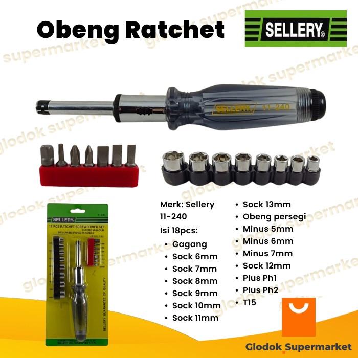 Obeng Set Ratchet 18pcs Sellery 11-240