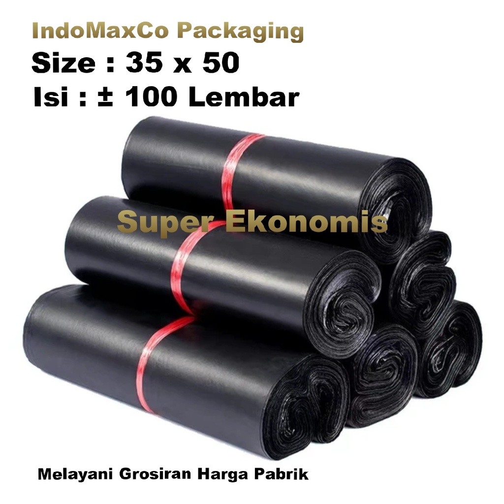 

Polymailer Kantong Plastik Packing Super Ekonomis Hitam 35 x 50 Cm / Plastik Packing Baju, Accesories / Packing Olshop