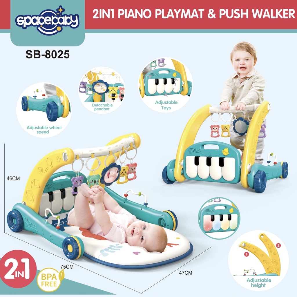 RB22 2 in 1 Piano Playmat & Push Walker playgym Spacebaby SB 8025 SB-8025 SB8025