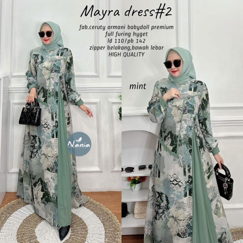 ( BISA COD ) MAYRA # 2 / 8 DRESS BY NANIA / DRESS CERUTY ARMANI BABYDOLL PREMIUM FULL FURING HYGET Z