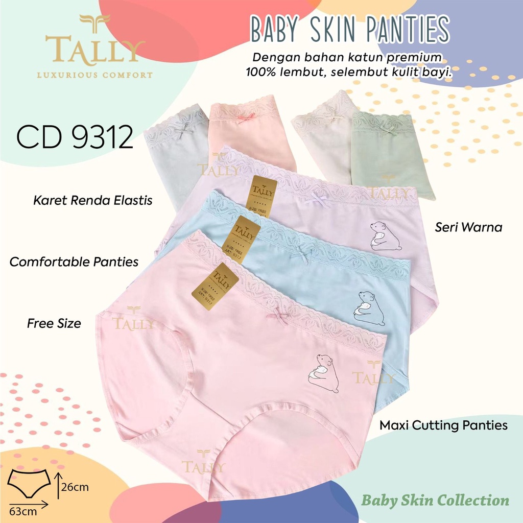 CD MOTIF 9312 TALLY BABY SKIN - CD BABY SKIN MOTIF BAHAN LEMBUT LICIN -   CD Celana Dalam Wanita Bah