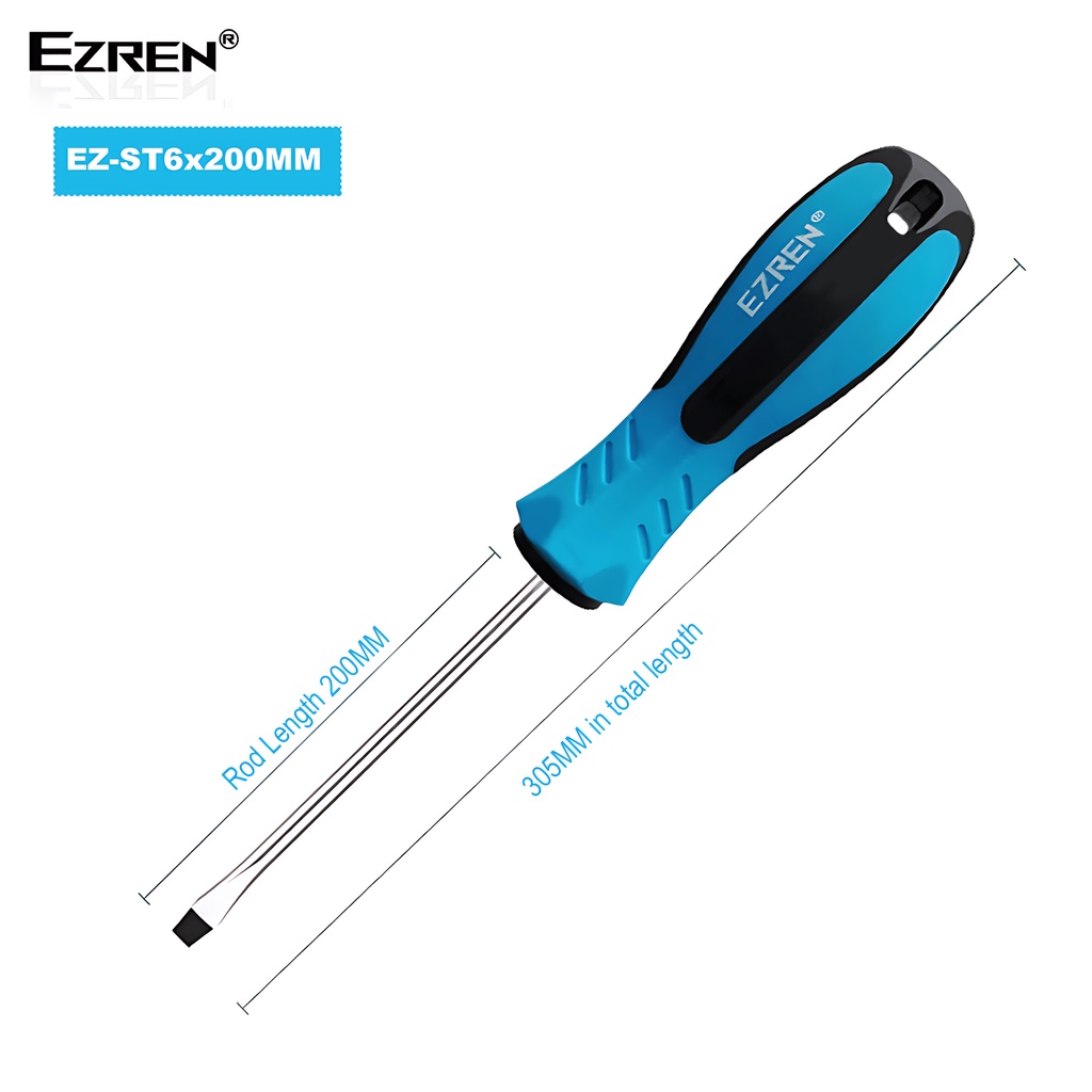 Ezren EZ-ST6X200MM Obeng Satuan Screwdriver 6*200mm Min (-) CR-V Ori