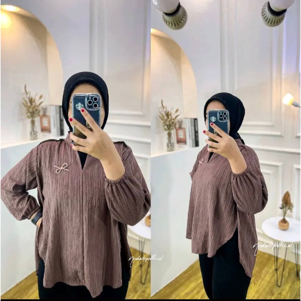 Livia Blouse - Blouse Wanita Polos -  Blouse Lady Crush - Outher Premium Wanita - Livia Lady Crush Original - Kemeja wanita - Bahan Tebal Adem