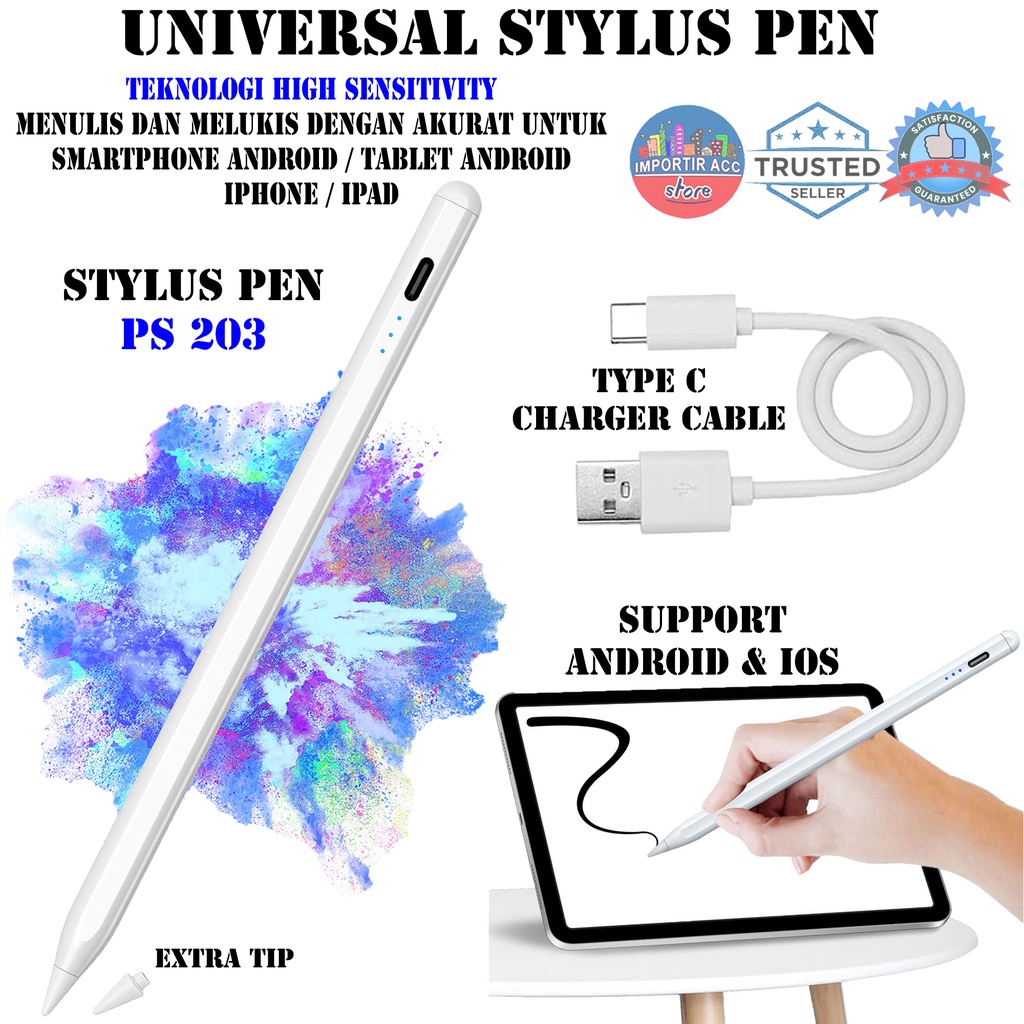 Capacitive Stylus Pen Pencil Android Smartphone Tablet iPhone iPad Pen Palm Rejection