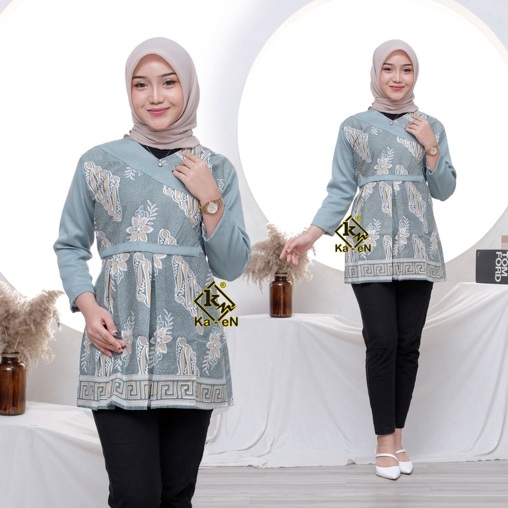 Baju Batik Wanita Modern Atasan Blouse Batik Kerja Wanita Kantor