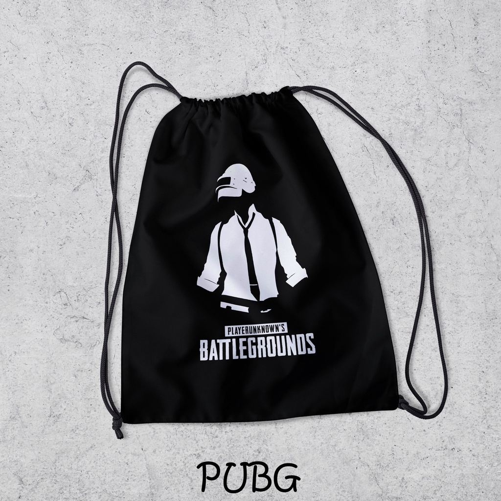 Tas Serut / String Bag Anti Air TERLENGKAP - Tas Ransel Serut Tas Olahraga Tas Sekolah Tas Serut Waterproof Pria Dan Wanita Tas Polos - Custom Bisa COD - P3-PUBG