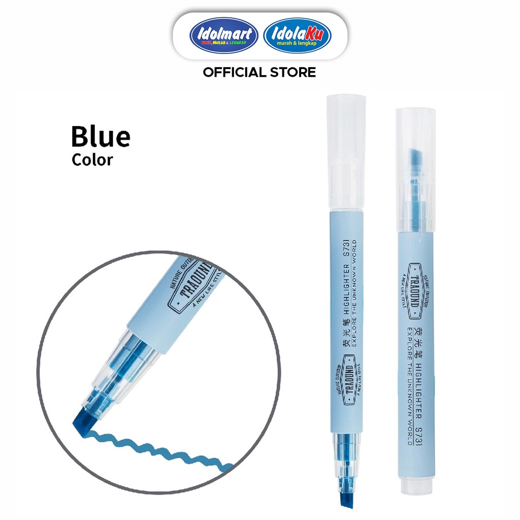 IDOLMART Deli Highlighter 6-Warna Candy S731 / Biru /pcs Deli Surabaya