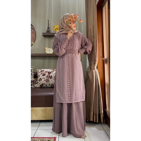 Image of maja dress / dress cerinkel mix berukat premium / baju lebaran / dress kekinian #0