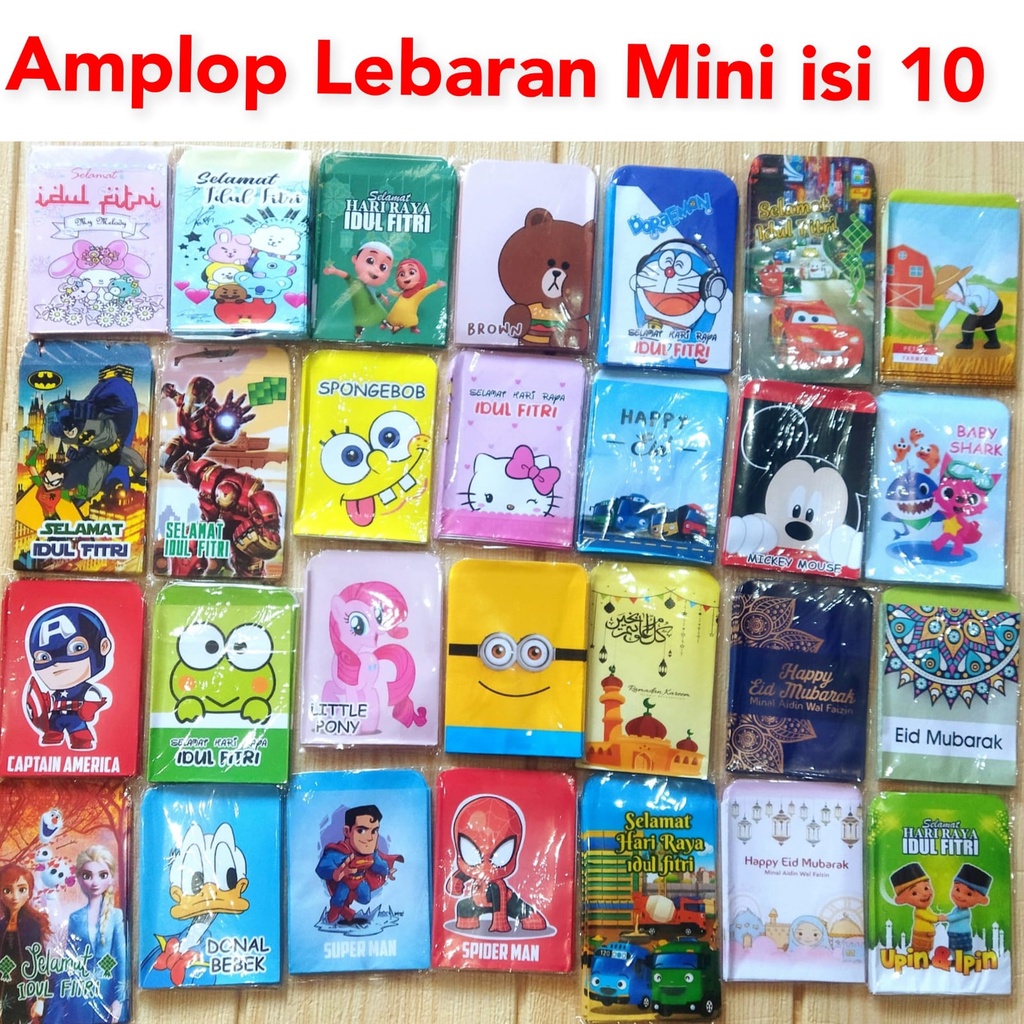 

angpao lebaran mini karakter amplop kartun 1 pack 10pcs