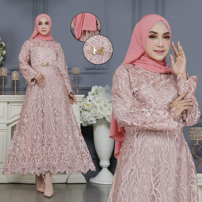 Gamis Tile Zahra Busui Frendly Kombinasi Payet Mutiara Modern/ Gamis/ Gamis Kondangan/ Gamis Tile/ Gamis Brokat/ Gamis Pesta/ Gamis Seragaman/ Gamis Mutiara/ Gamis Busui Frendly