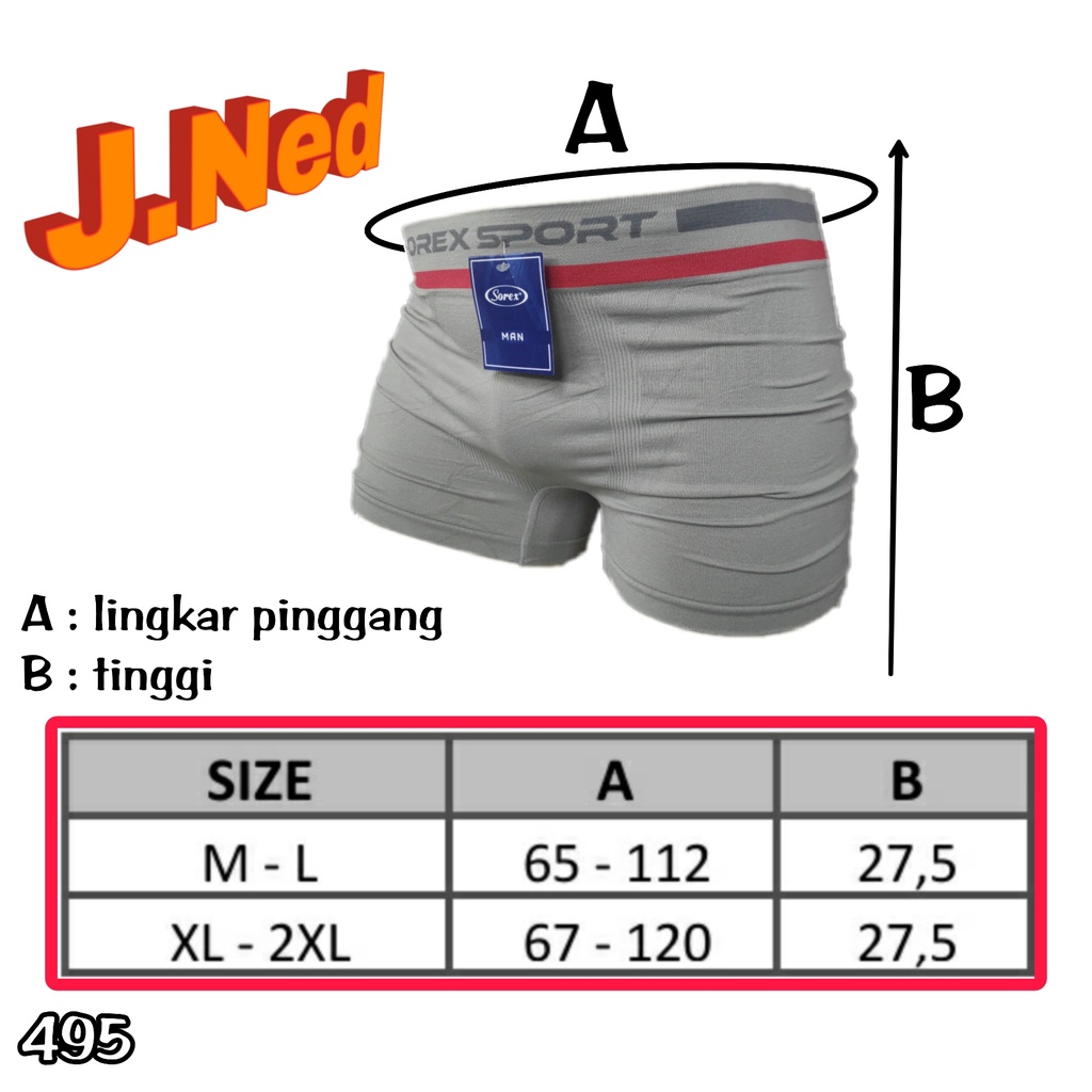 J495 - CELANA DALAM PRIA BOXER PREMIUM SOREX SIZE M - XXL HARGA PER 1 PCS