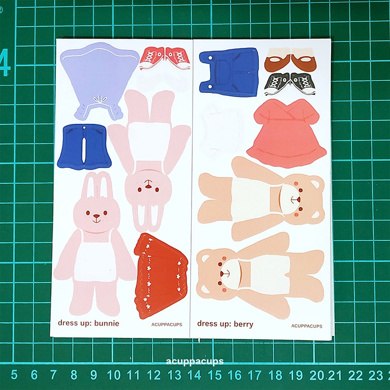 

Dress Up Series: Bunnie Rabbit and Berry Bear Stickers Sheet | acuppacups