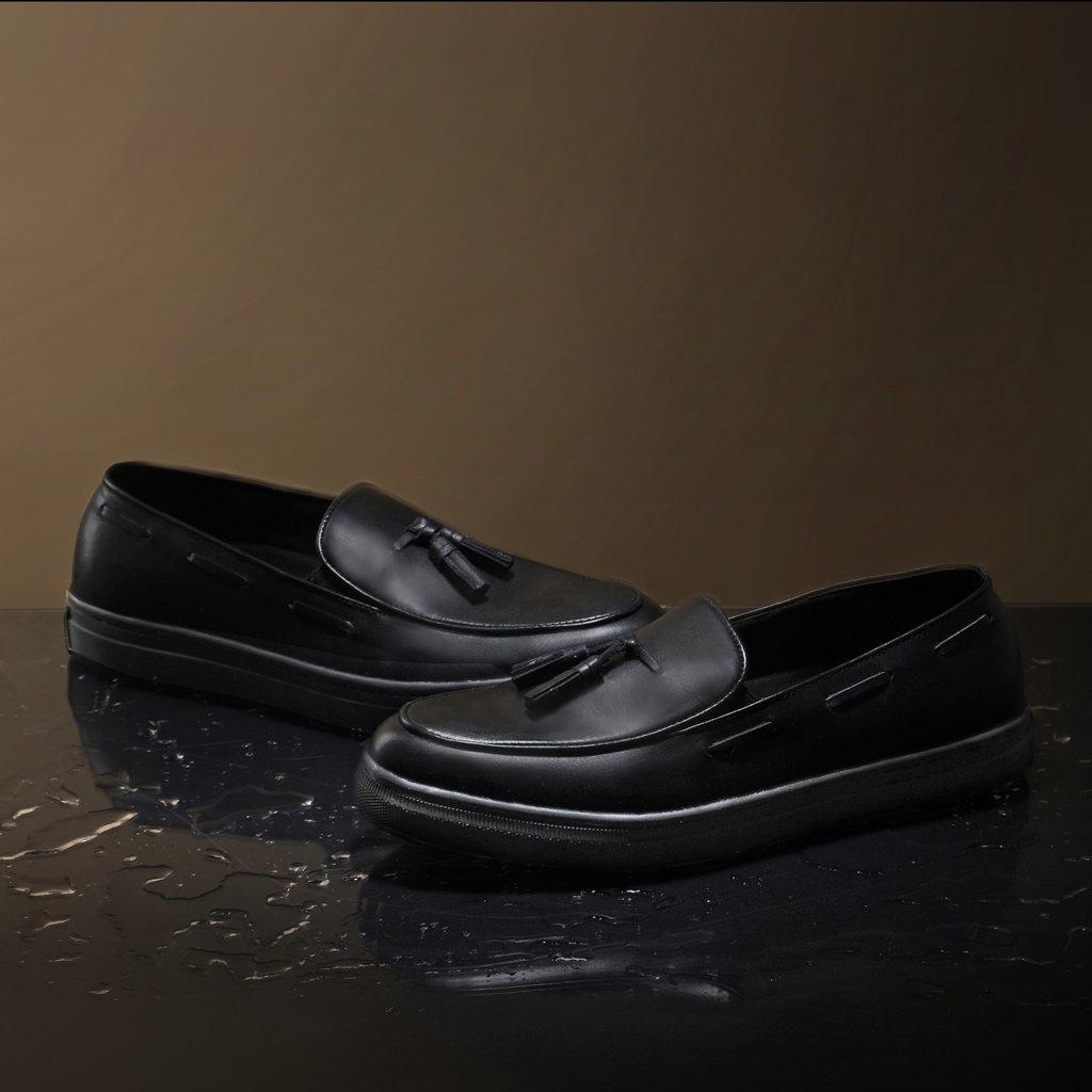 Bill 2.0 Black  | Sepatu Loafers Kulit Asli Casual Matte Vintage Slip On Klasik Pria Cowok Original | FORIND x Kenzios