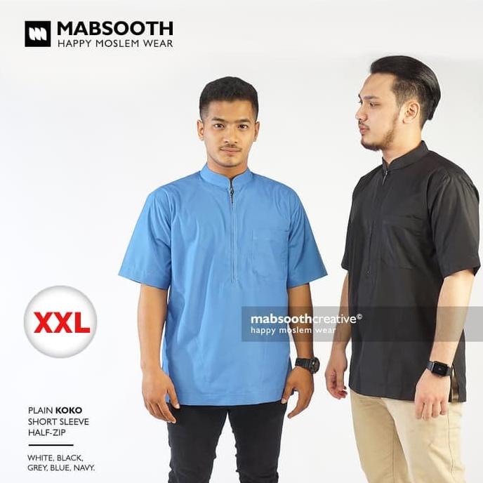 TERMURAH Baju Koko Resleting Lengan Pendek MABSOOTH Ukuran XXL/Jumbo /BAJU KOKO PRIA/BAJU KOKO DEWAS