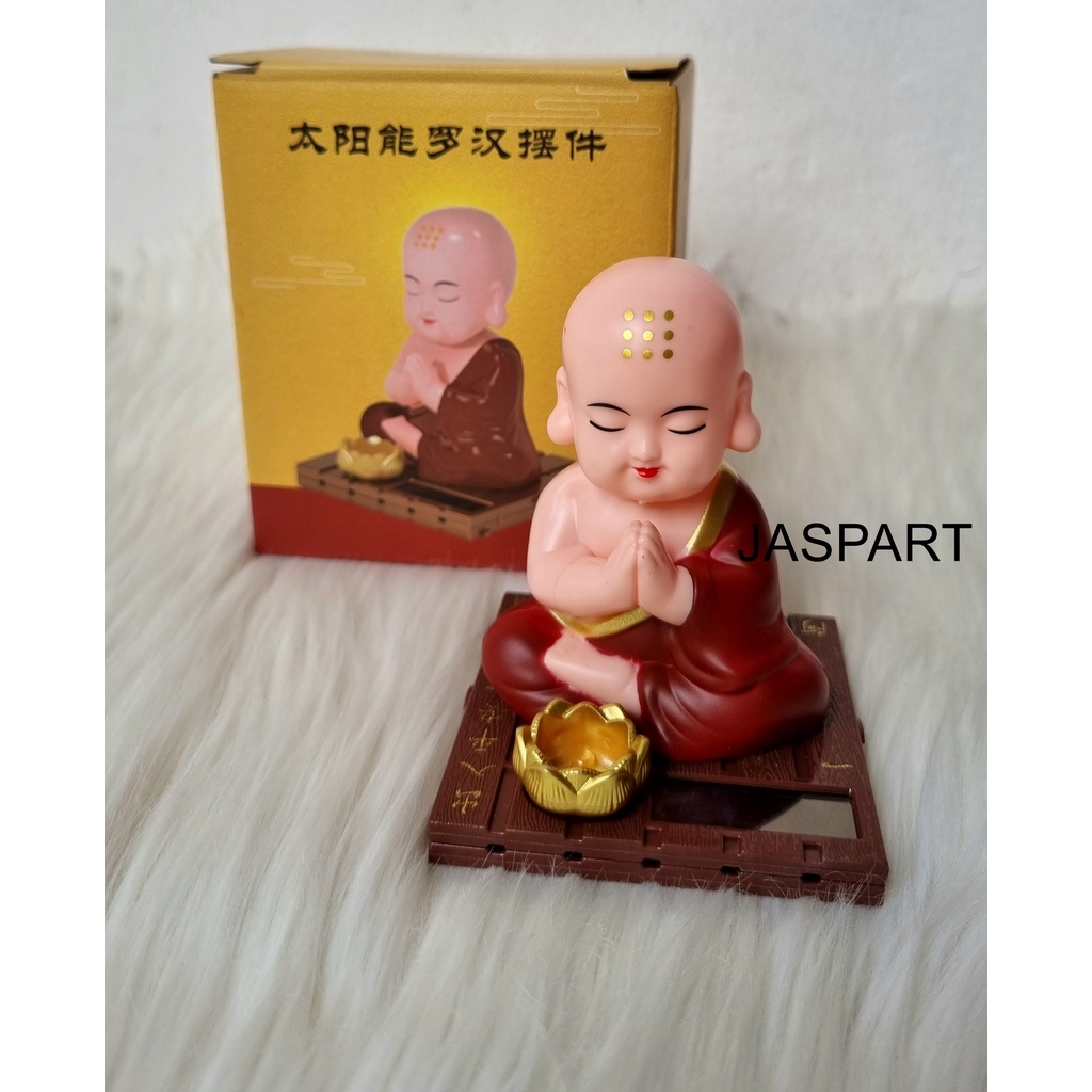 Boneka Pajangan Hiasan Kue Bobble Head Goyang Solar Dashboard Mobil Cake Top Buddha Budha