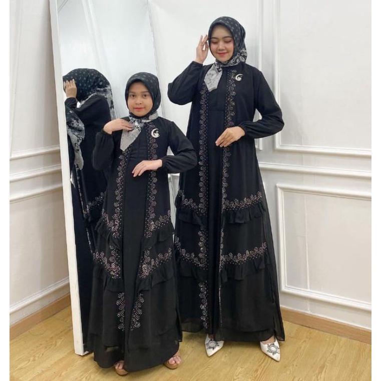 Gamis Couple Ibu Anak Gadis Perempuan Dress Premium Pasangan Dewasa Ceruty Babydoll Kualitas Terbaik