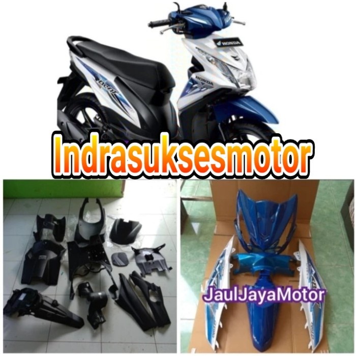 cover full body halus kasar motor beat fi 2013 2015 biru putih