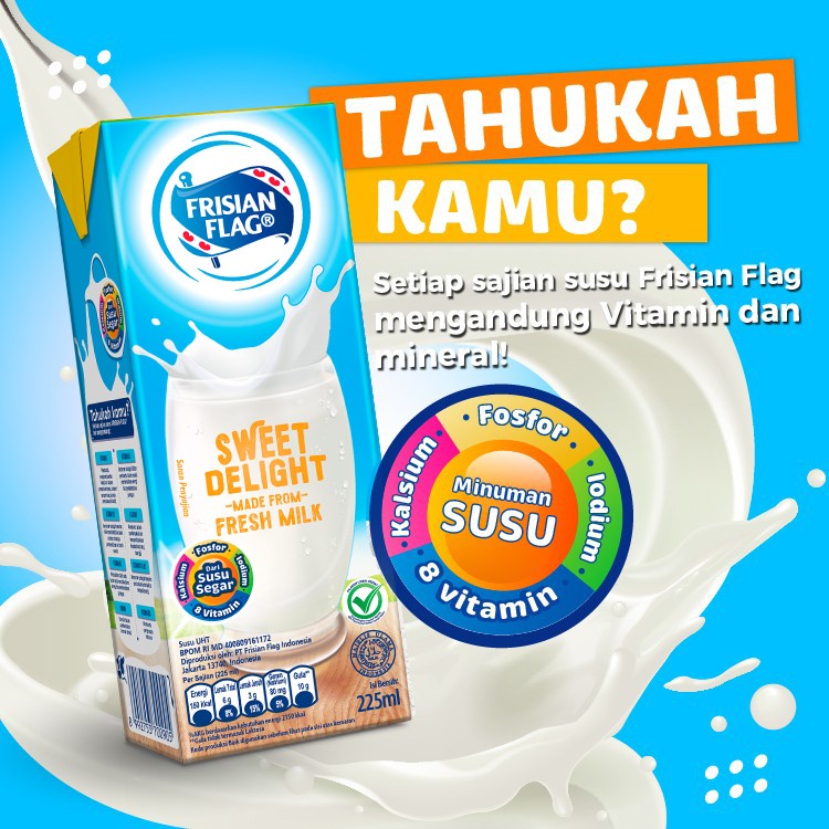 Frisian Flag / Purefarm / susu kotak cair / sweet delight / 225ml