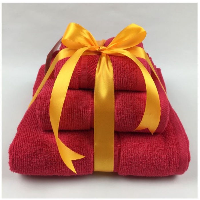 Terlaris Handuk Merah Putih Terry Palmer 1 Set [3 Pcs] - Sport / Travel / Bath