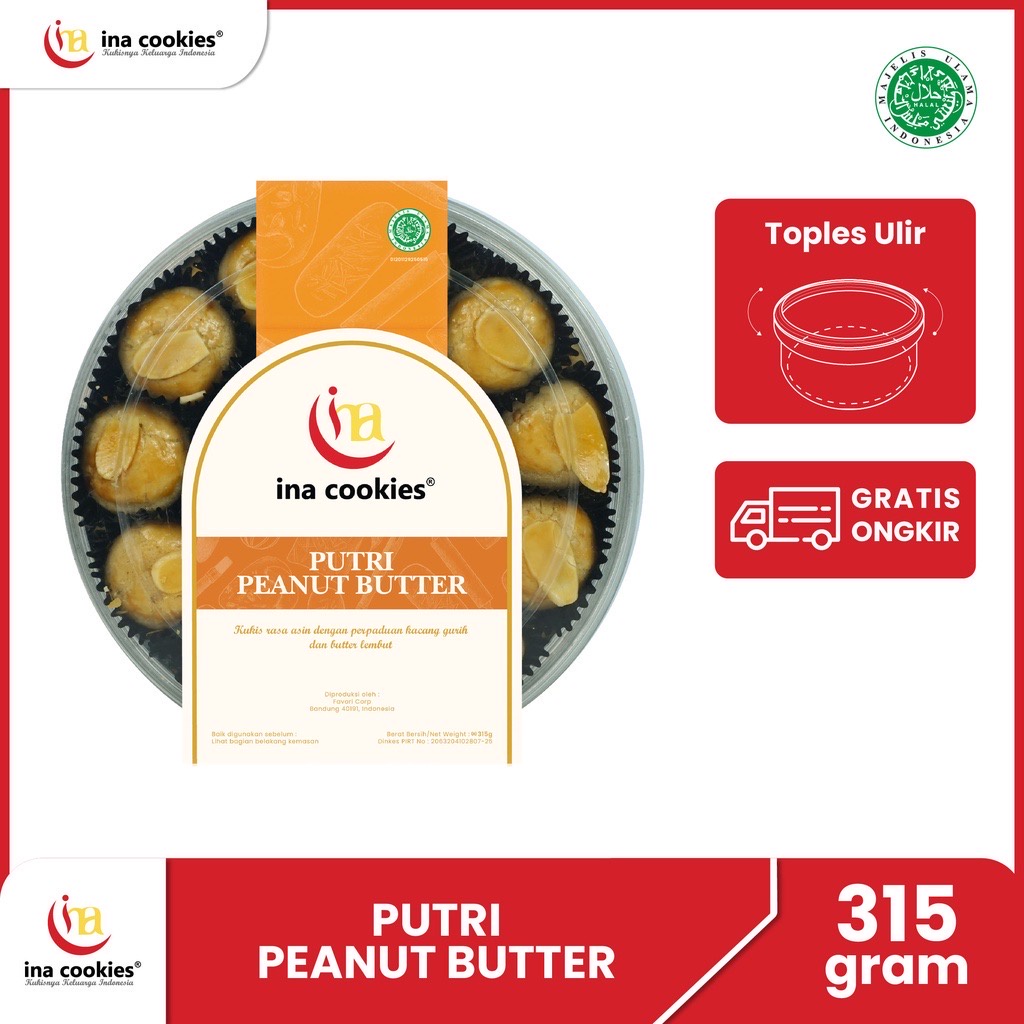 

Ina Cookies Kue Kering Premium Putri Peanut Butter Toples Reguler