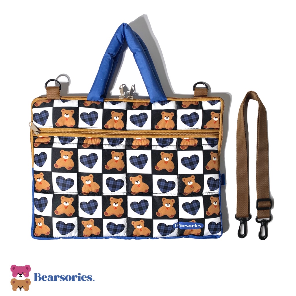 FREE Totebag Tas Laptop / Puffy Laptop / Puffy Sling bag / 13&quot; , 14&quot; , 15.6&quot; Bearie Jodie Love Blue