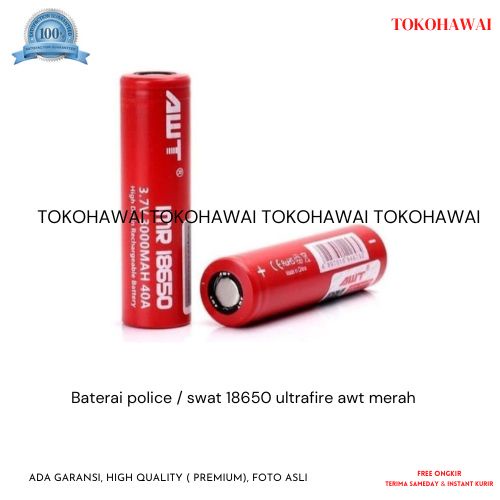 Baterai police / swat 18650 ultrafire awt merah