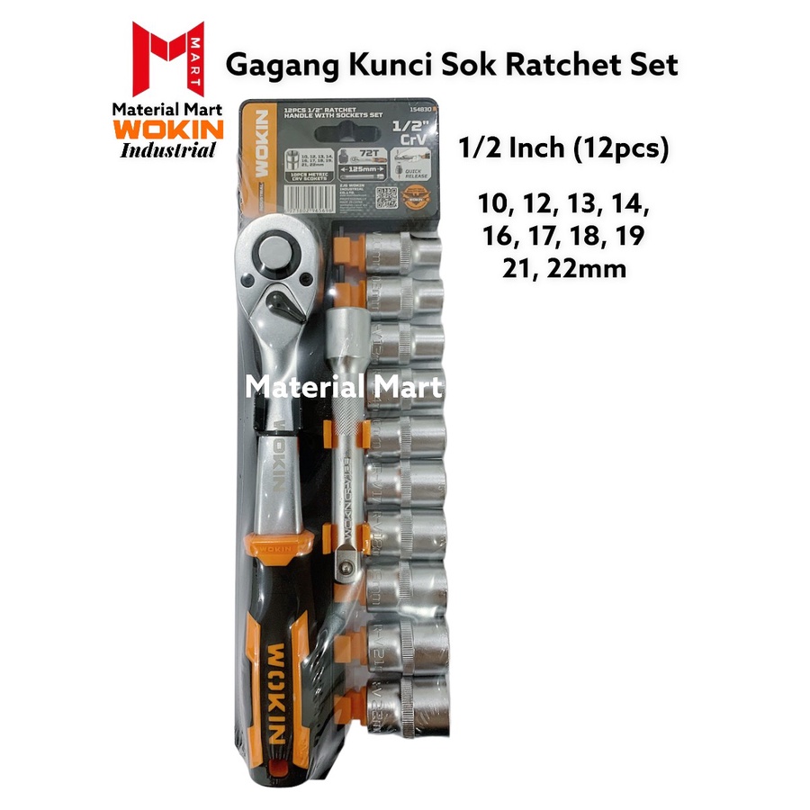 Gagang Sok Rachet Set 1/4 Inch | Kunci Sok Ratchet 3/8 Inch | 1/2 Inch | Material Mart