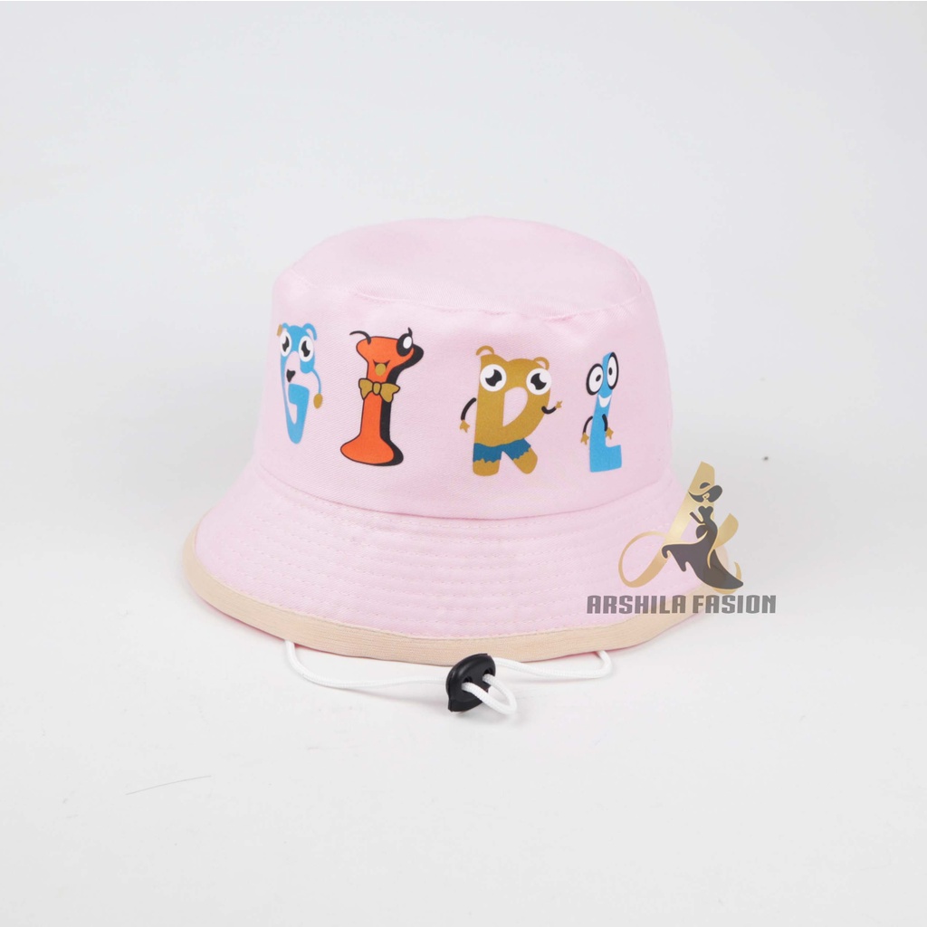 Topi Bucket Anak Perempuan Sablon GIRL