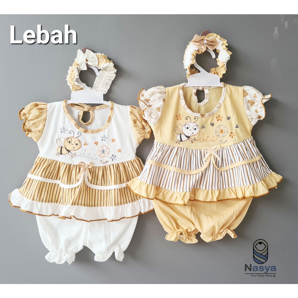 [A-031] (ISI 2) Setelan Baju Bayi Perempuan 0-6 Bulan (GRATIS Bandana) Series Cokelat