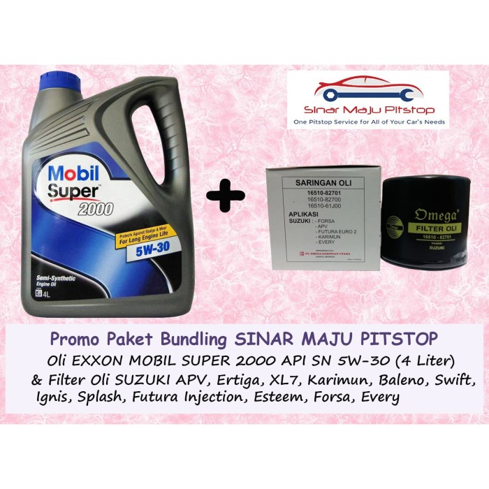 Paket Oli MOBIL SUPER 2000 SN 5W-30 & Filter SUZUKI APV & ERTIGA & XL7 ORIGINAL