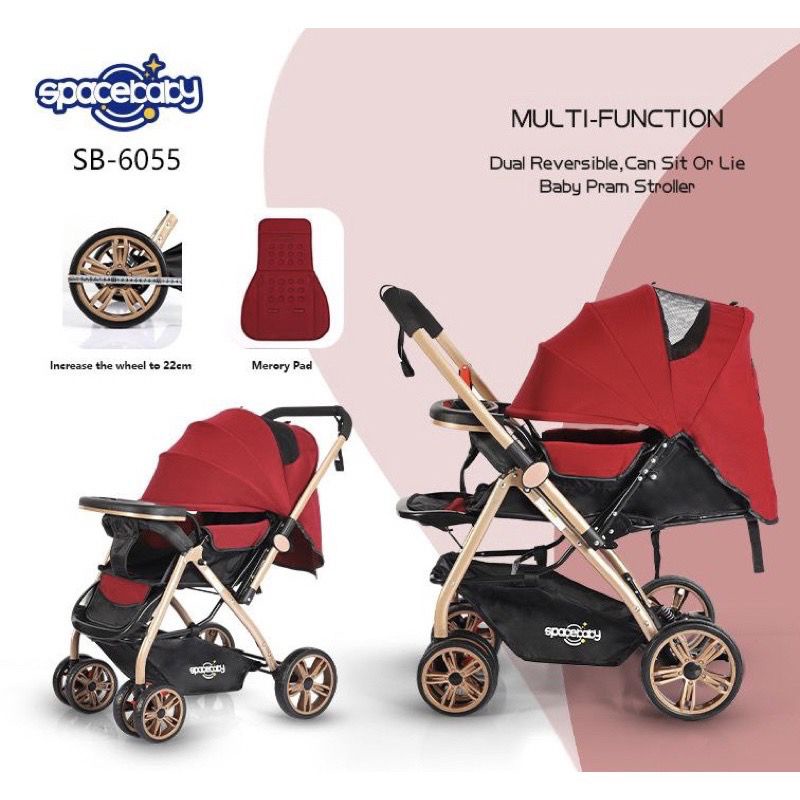 [Free Packing Kardus] Stroller Space Baby SB 6215, SB 6055, SB 6212, SB 6202 Reversible Handle Kereta Dorong Bayi Baby Stroller